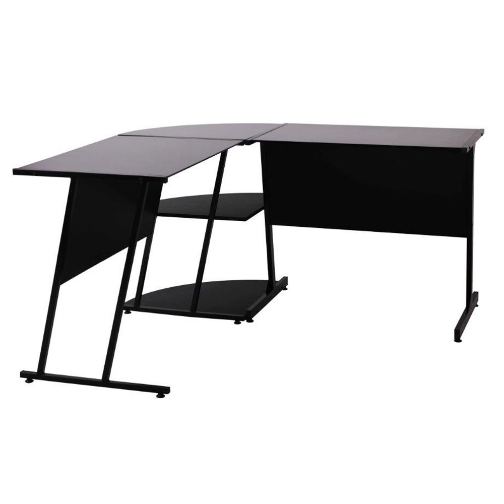 Hanna Corner Office Desk Black Glass ARY Sahulat Bazar
