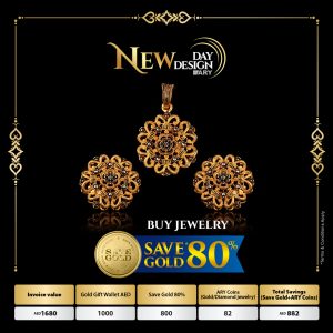 22 KT Plain Gold Locket & Tops Black & Silver Finish - APRW56THLSET-224