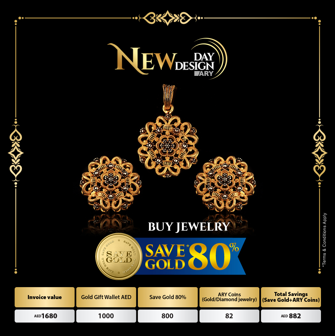 22 KT Plain Gold Locket & Tops Black & Silver Finish - APRW56THLSET-224