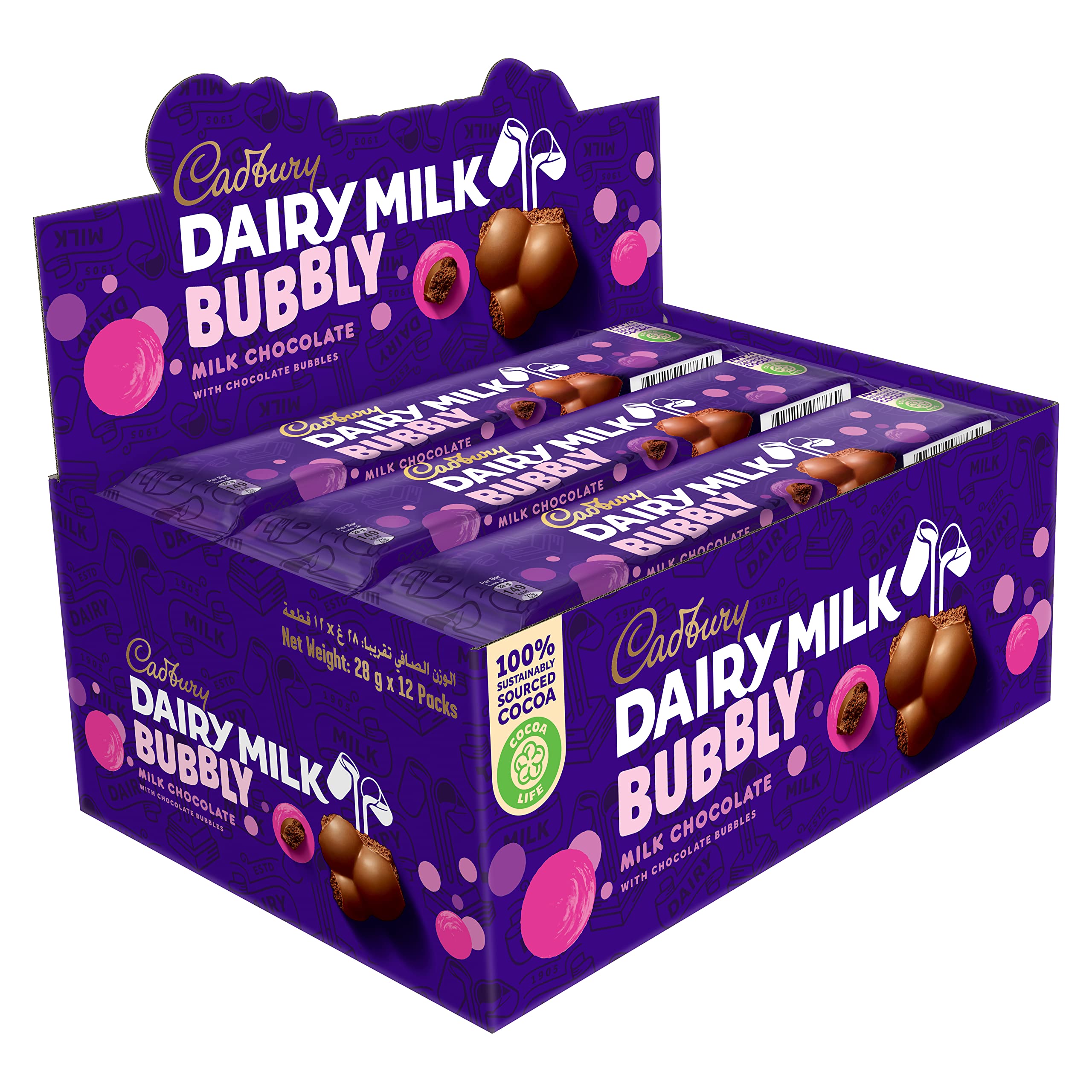 Cadbury dairy milk bubbly 28g 12 Pcs ARY Sahulat Bazar