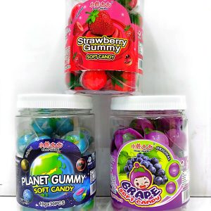 Soft candy 10 gm x 30 pcs( strawberry gummy , planet gummy ,grape) - 1 bottle