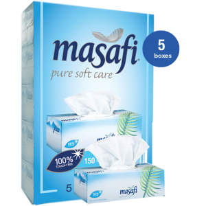Masafi Facial Tissue 150 sheets - 5 Pcs