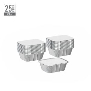 Cosmoplast 250 CC PACK OF 25 ALUMINIUM CONTAINERS WITH LIDS