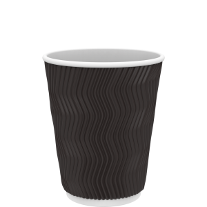 Cosmoplast 8 OZ BLACK RIPPLED PAPER COFFEE CUPS PACK OF 25
