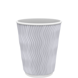 Cosmoplast 8 OZ WHITE RIPPLED PAPER COFFEE CUPS PACK OF 25