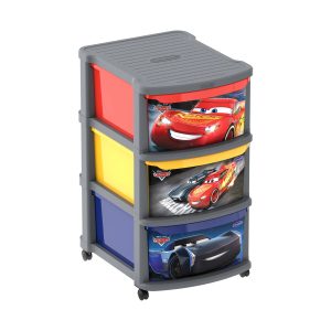 Cosmoplast DISNEY PIXAR CARS MULTIPURPOSE STORAGE CABINET 3 DRAWERS WITH WHEELS