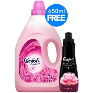 Comfort fabric softener flora soft 4 litre + 650 ml free