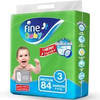 Fine baby diapers no 3 medium mega pack 84 count