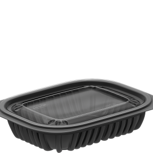 Cosmoplast 8 OZ PACK OF 20 BLACK GENERAL PURPOSE CONTAINERS WITH LIDS