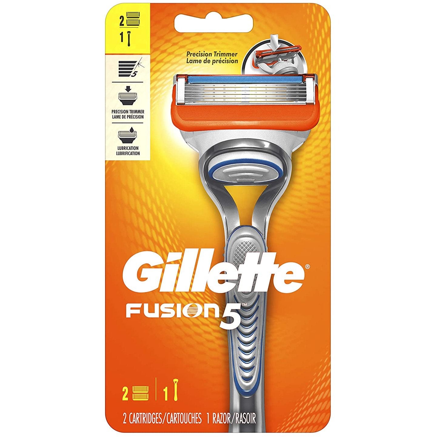 Gillette fusion5 men's razor, handle & 2 blade refills