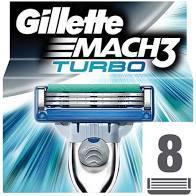 Gillette mach3 turbo men's razor blade refills, 8 count