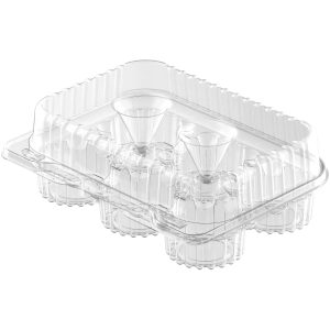 Cosmoplast 6 COMPARTMENTS PACK OF 10 CLEAR MUFFIN CONTAINERS WITH LIDS