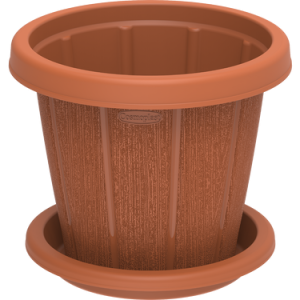 Cosmoplast CEDARGRAIN 16" FLOWERPOT WITH TRAY