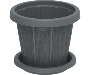 Cosmoplast CEDARGRAIN 6" FLOWERPOT WITH TRAY