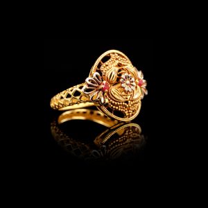 22 KT Studded Gold Ring - MAYW128MR-509