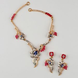 21 KT Gold Necklace with Earrings - 0001