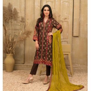 TAWAKKAL FABRICS Mon Cheri Embroidered Banarsi Unstitched Lawn Collection D-9086