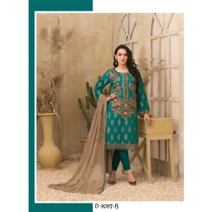 TAWAKKAL FABRICS Mon Cheri Embroidered Banarsi Unstitched Lawn Collection D-9087 B