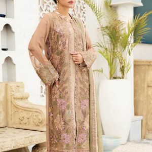 Alizeh Fashion Vol-04 Embroidered Chiffon 3Pc Suit D-08 Aura Blush