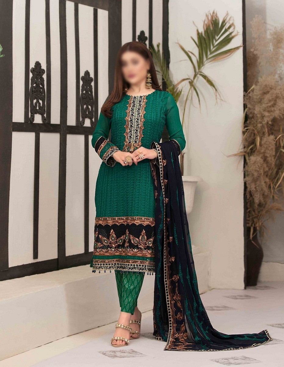 TAWAKKAL Sumptuous Serenity Unstitched Chiffon Aari Embroidery D-D 9425