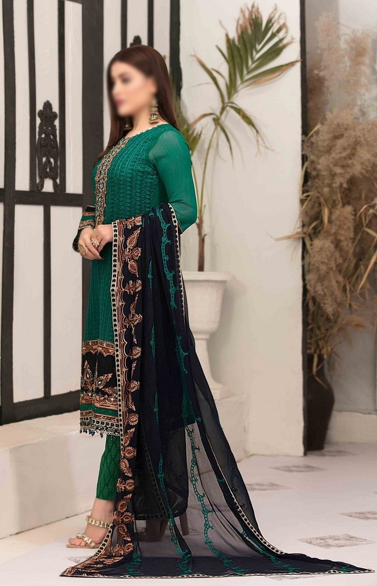 TAWAKKAL Sumptuous Serenity Unstitched Chiffon Aari Embroidery D-D 9425 - Image 3