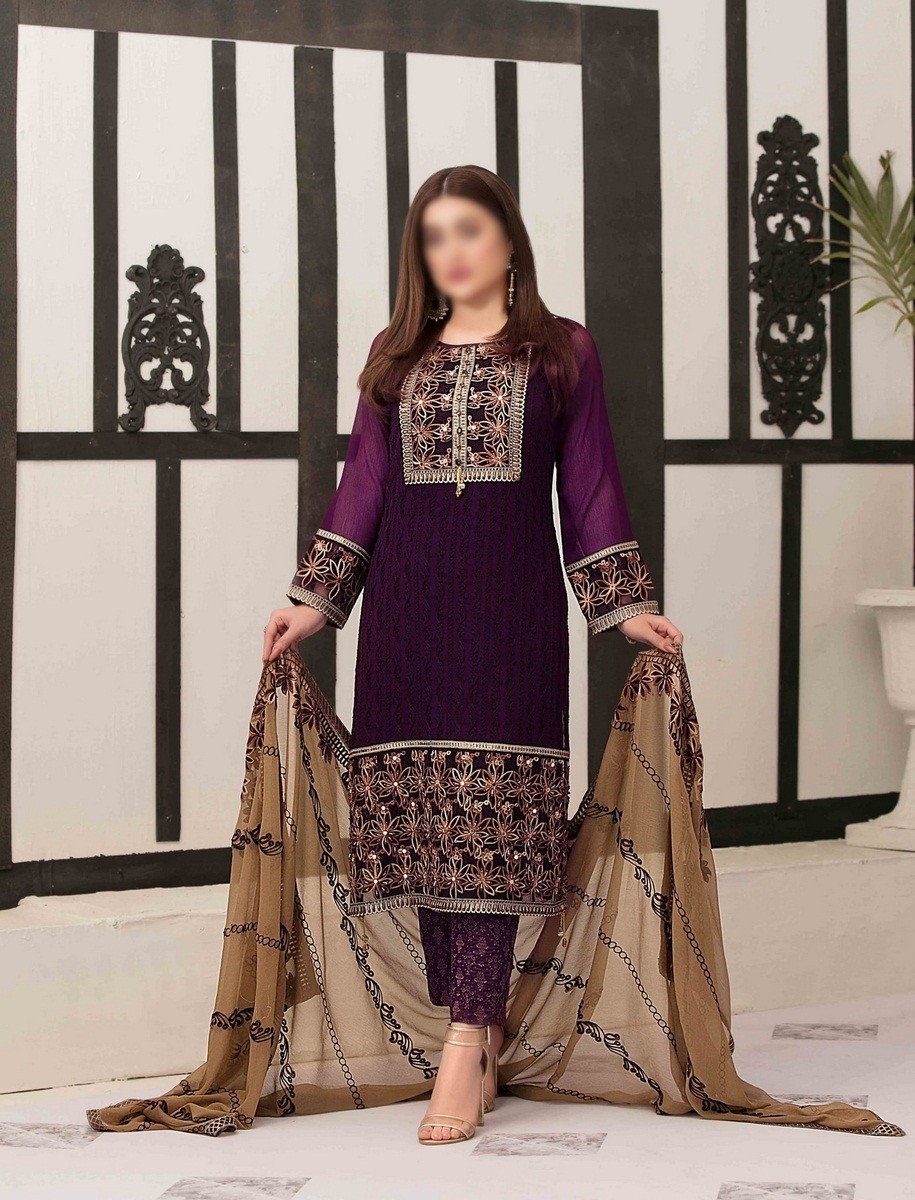 TAWAKKAL Sumptuous Serenity Unstitched Chiffon Aari Embroidery D-D 9428