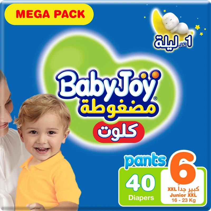 Babyjoy Cullotte Pants Diaper, Mega Pack Junior XXL Size 6, Count 40, 16 - 23 Kg