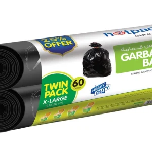 Hotpack Heavy Duty Twin Pack Garbage Bags 95x120cm, Large 60 Gallon, 24 Bags