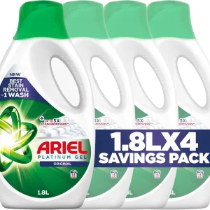 Ariel Automatic Platinum Power Gel Laundry Detergent, 4 x 1.8L