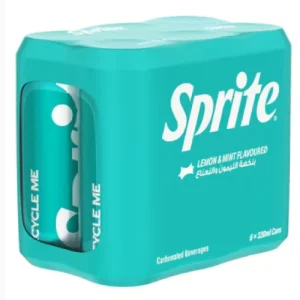 Sprite Lemon and Mint Flavoured Carbonated Cans, 330ml X 6 X 4