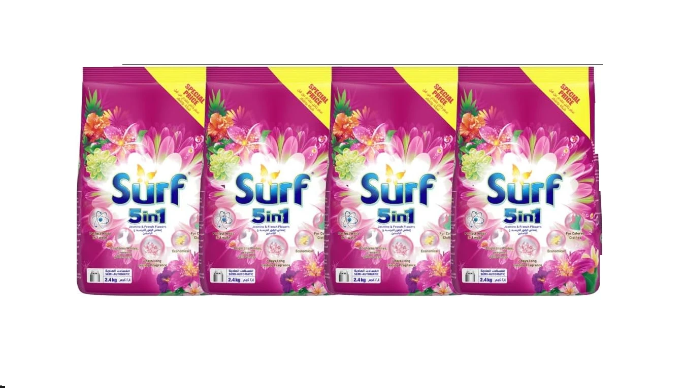 Surf 5in1 Jasmin & French Flower Semi Automatic Top Load 4 x 2.4 KG
