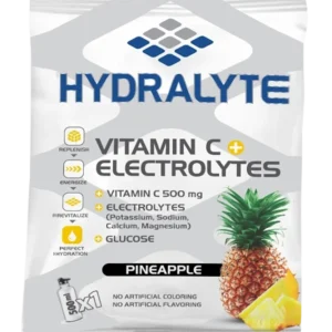 Hydralyte Vitamin C + Electrolyte Hydration Sports Drink Powder Mix, 1 Sachet make 500ml, Pineapple Flavor, 20 gm Pack of 200