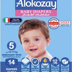 Alokozay Premium Baby Diapers, Size 5, 14 Diapers