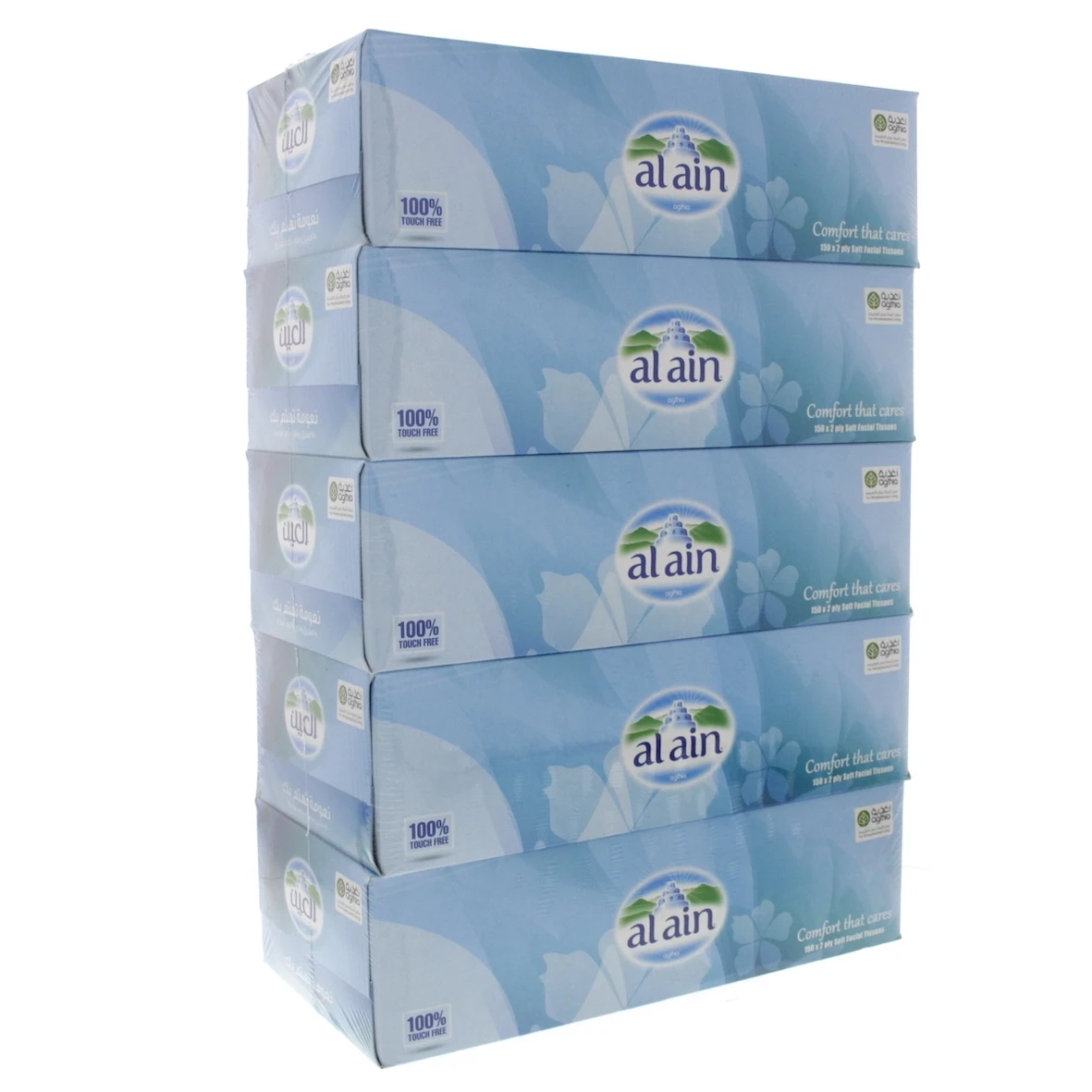 Al Ain Facial Tissues 150 Sheets X 2 Ply pack of 5x6