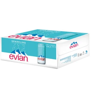 Evian Sparkling Natural Mineral Water Can 330 ml x 24