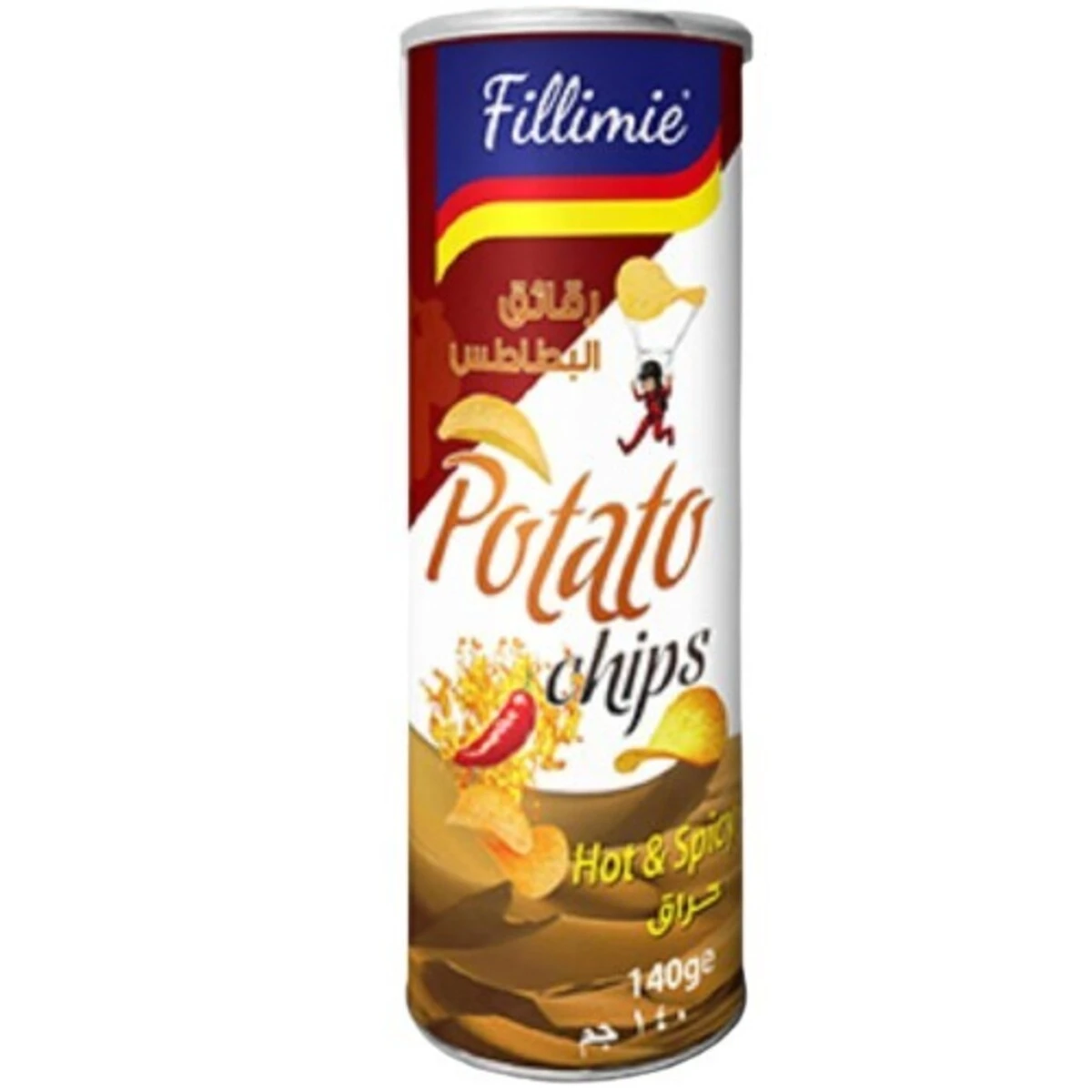 Fillimie Potato Chips Hot And Spicy Flavour 140G Tin