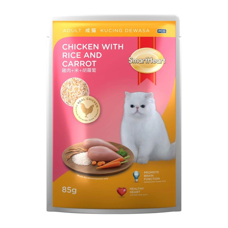 SmartHeart Pouch Cat Food - Chicken With Rice And Carrot 85G
