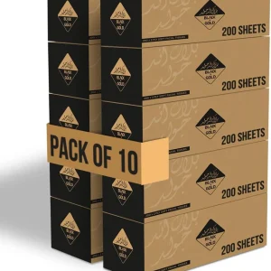 Nice Touch Facial Tissue Black And Gold Box , 10 Packs Of 200 Sheets, 2000 Premium 2 Ply Tissues