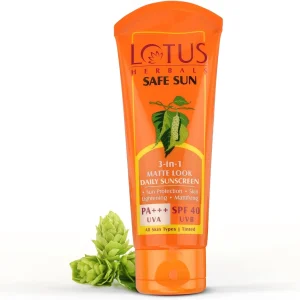 Lotus Herbals Safe Sun 3 In 1 Matte-Look Daily Sunblock Pa+++ Spf-40, 100Gm