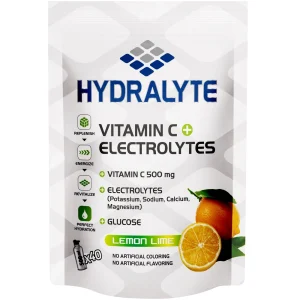 Hydralyte Vitamin C + Electrolyte Hydration Sports Drink Powder Mix Pouch, 80 Servings Per Container (250ml), Lemon Flavor, 800 gm