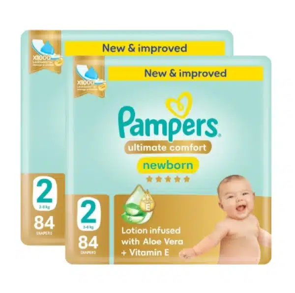 Pampers Ultimate Comfort Taped Diapers, Size 2, 3-8kg, 84 Count x 2