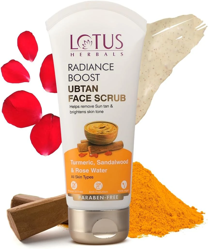 Lotus Herbals Radiance Boost Ubtan Face Scrub, 100G