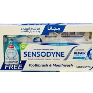Sensodyne Toothpaste Repair & Protect Cool Mint 75ml, Toothbrush And 50ml Mouthwash Pack