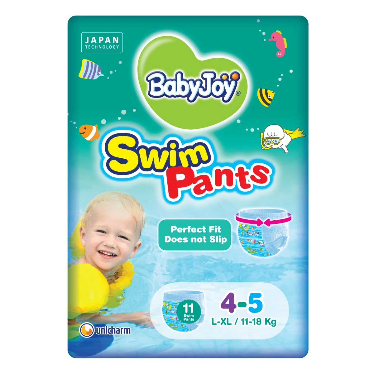 BabyJoy Swim Pants Diaper, Size 4 - 5, Large - XL, 11-18 Kg, Saving Pack, 11 Swim Pants