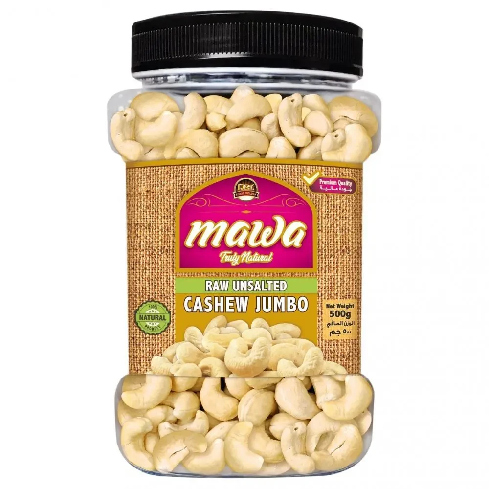 Mawa Raw Unsalted Cashew Jumbo-W240 , 500G (Plastic Jar)