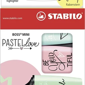 Highlighter - STABILO BOSS MINI Pastellove Wallet of 3 Assorted Colours
