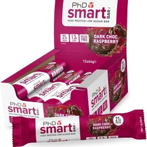 PHD Smart Bar Dark Choc Raspberry, 64g x12