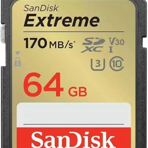 SanDisk Extreme SD UHS 64GB Card For 4K Video 170MB/s Read 0MB/s Write - SDSDXV2-064G-GNCIN