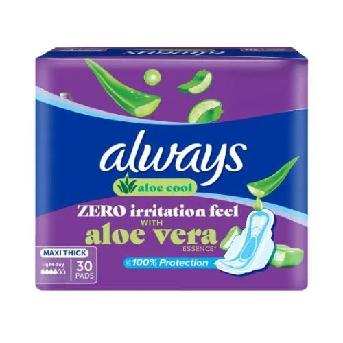 Always Aloe Cool Zero Irritation Feel With Aloe Vera Essence 30 Pads (Purple)