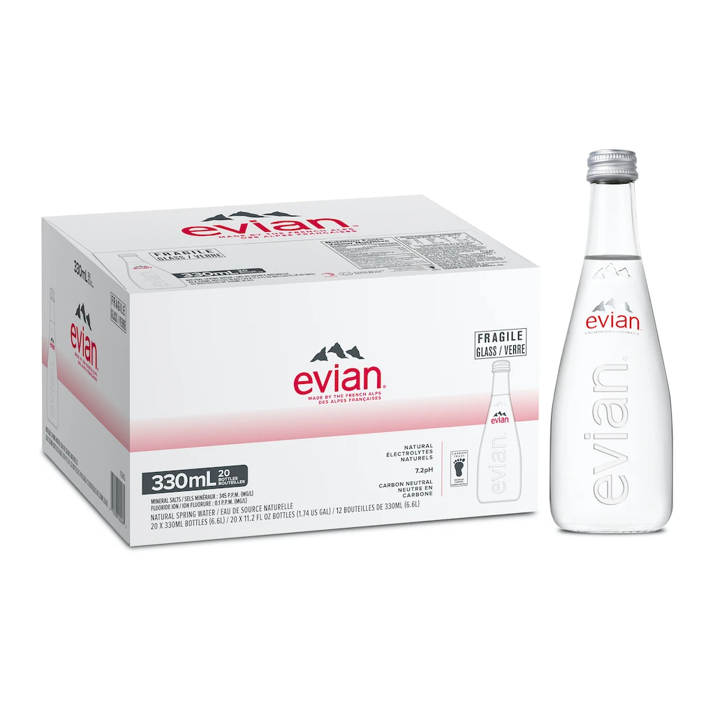 Evian Natural Mineral Water Glass - 330 ml x 20
